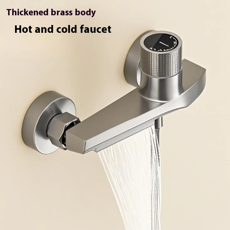 

Bathroom full copper faucet, mixing valve with hot and cold dual opening, shower showerhead, bathtub switch mixing valve