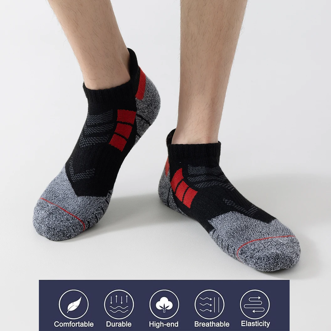 Calcetines deportivos gruesos acolchados para hombre, medias tobilleras transpirables, cómodas, de corte bajo, para correr, lote de 6 pares