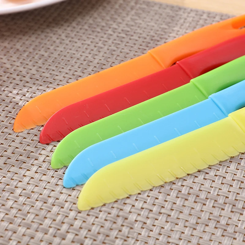 1/2/5Pcs Kids Knife Plastic Fruit Sawtooth Cut Safe Kitchen Toddler Chef Bread Lettuce Cooking Paring DIY Children\'s Knife Kids