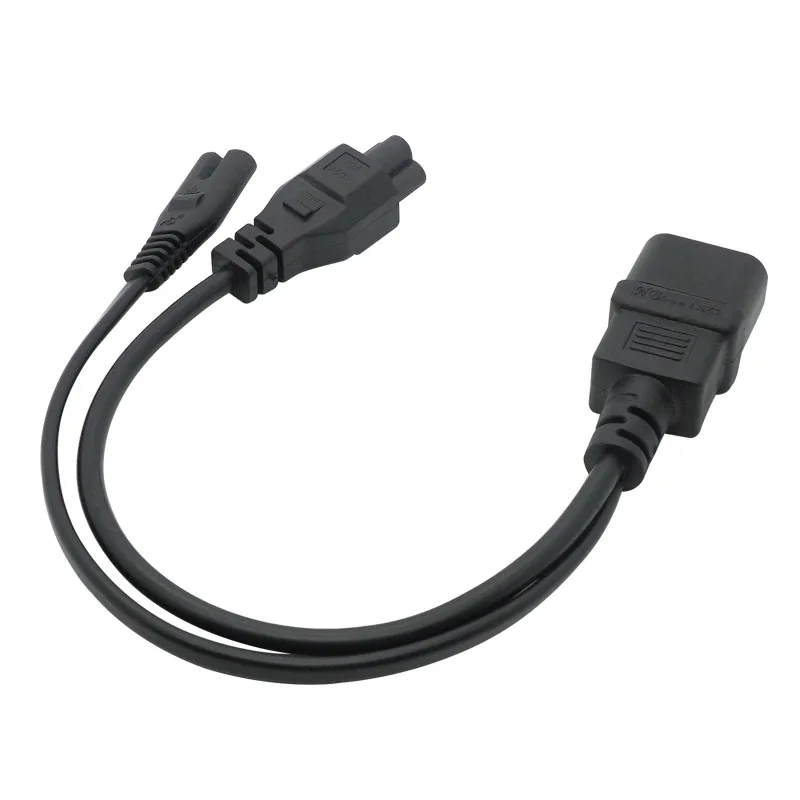 Y Type Splitter Power Cord ,IEC320 C14 Plug 3-Prong Male Power Cable Cord AC Power Adapter to C7 +C5 Female
