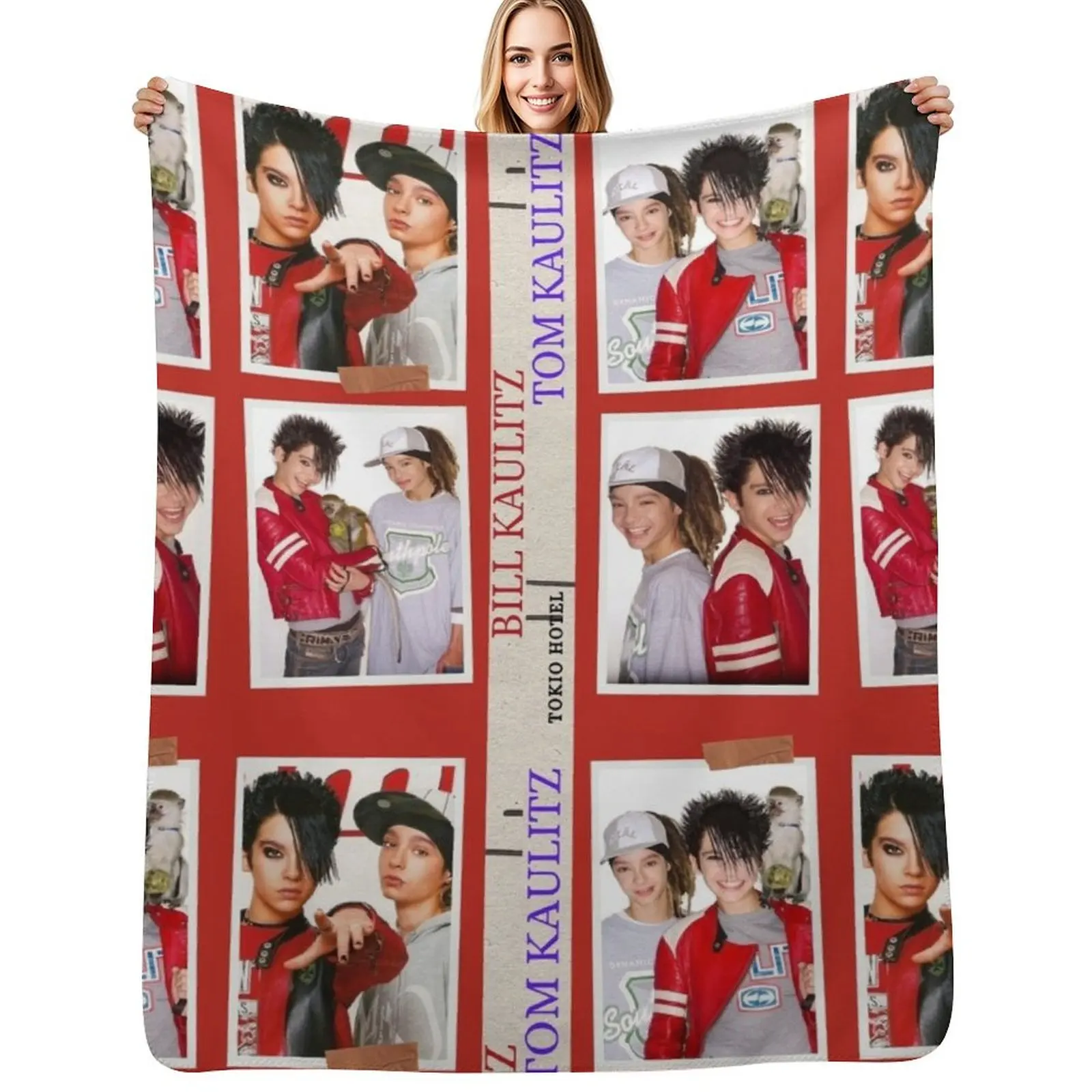 Tom Kaulitz and Bill Kaulitz Throw Blanket Wrinkle Resistant Lightweight Blanket