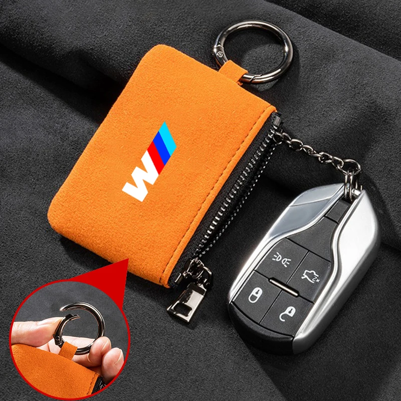 Suede Leather Car Key Bag Portable Leisure Wallet Storage Bag Thin-weight Keycase For BMW M M3 M5 X1 X3 X5 X6 E46 E39 E36 E60 