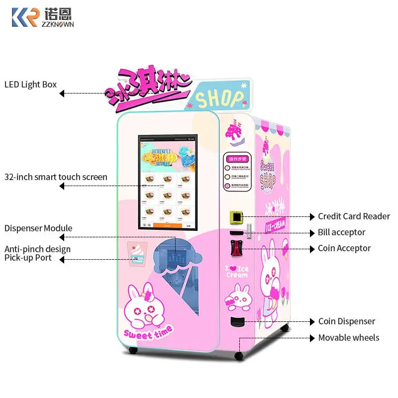 

32 Inch Big Touch Screen Soft Serve Ice Cream Vending Machine For Sale With Credit Cards Reader