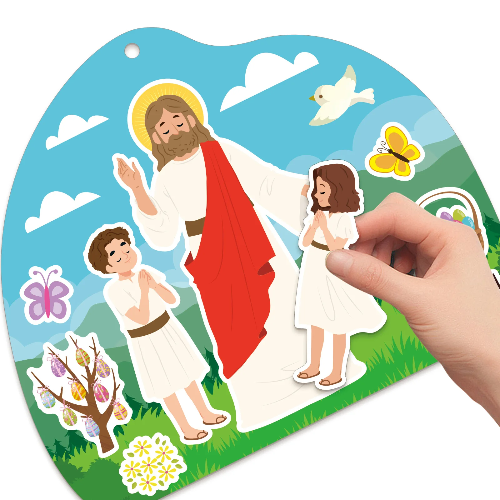 2024 New Cartoon Children JESUS Easter Alien Scene Sticker Resurrection Festival Party DIY Decoration 2025