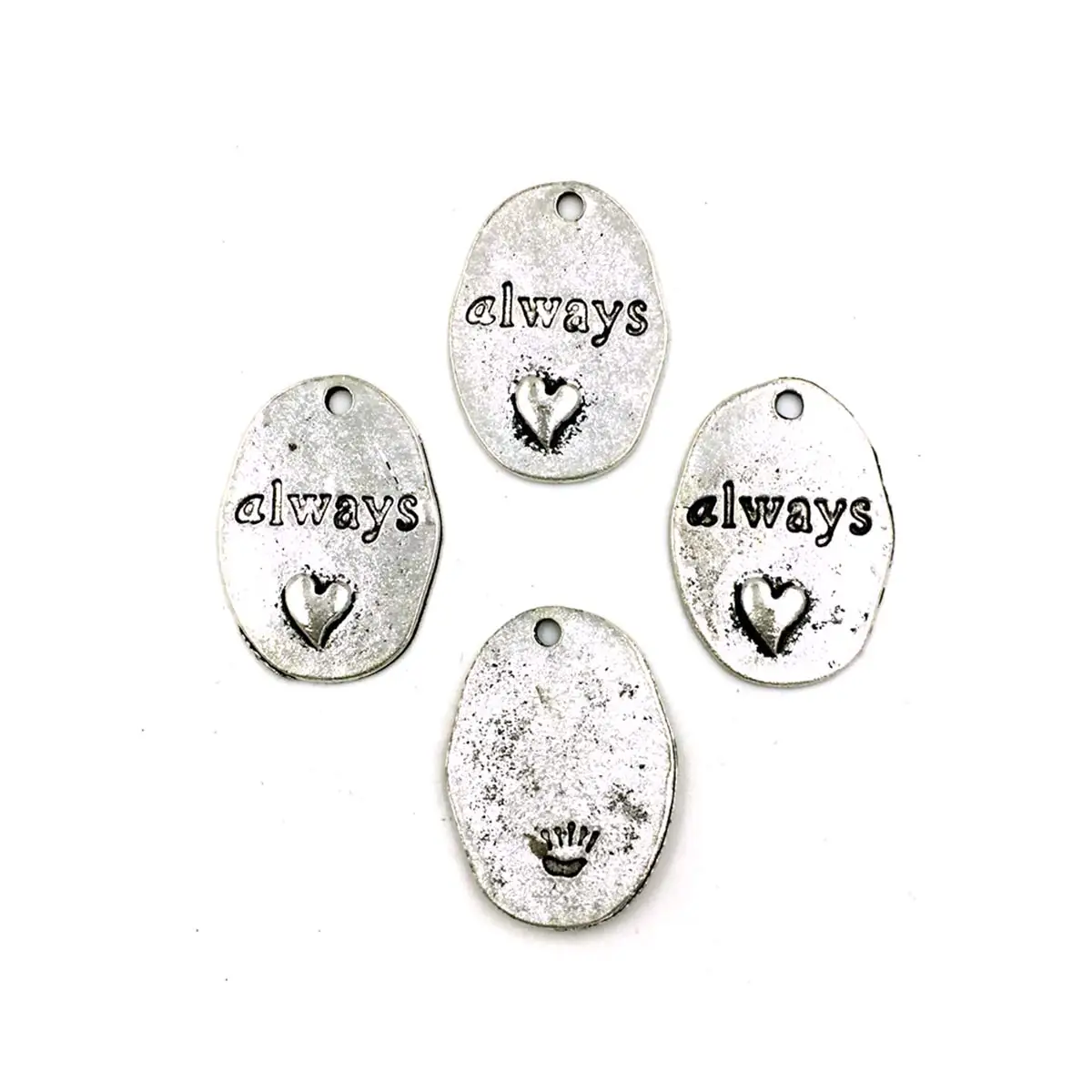 

50 шт. винтажных овальных подвесок-шармов неправильной формы с гравировкой в виде сердца, 24x18 мм, для изготовления ожерелий, поделок и декоративных аксессуаров