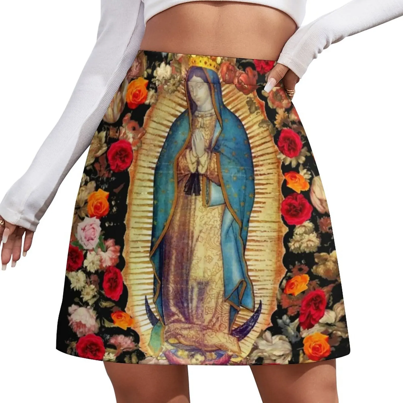 Virgin Mary Mexico Skirt Catholic Saint Fashion Casual A-line Skirts Modern Mini Skirt Ladies Custom Oversized Skort Clothes