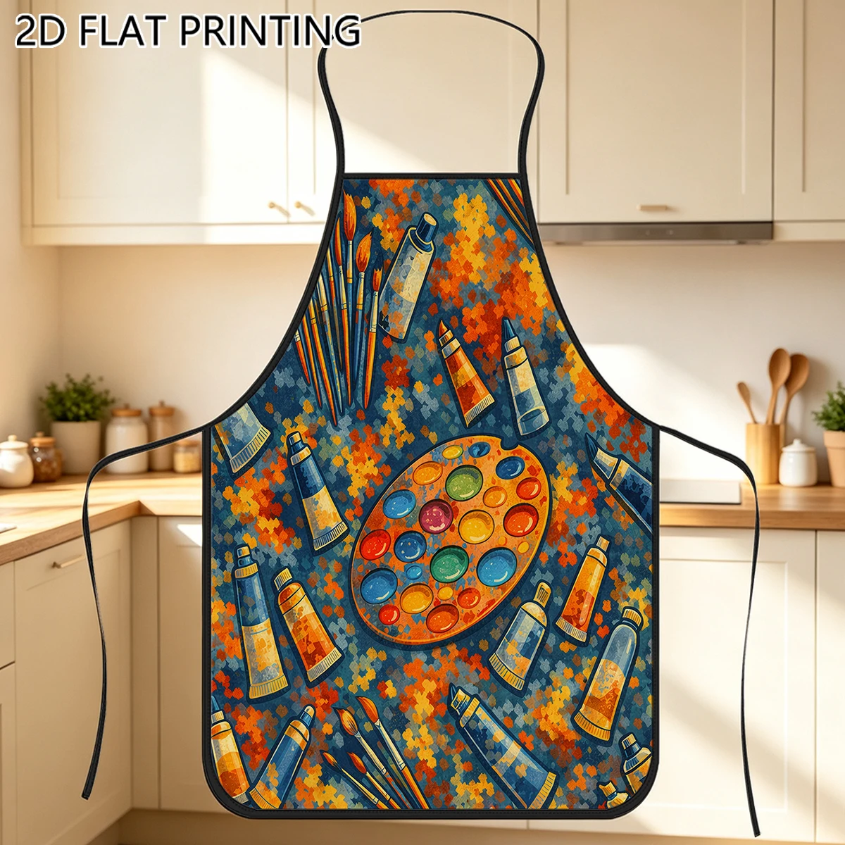 1pc Paint Brush Palette Art Supply Pattern Apron For Artist Studio Painting Work