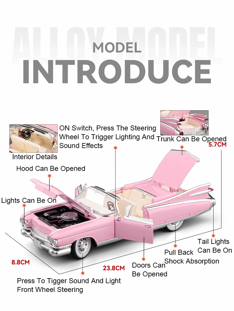 1:24 Eldorado EVO Miniature Toy Sports Car Models Alloy Diecast Sound Light Doors Opened Pull Back Sports Cars for Boys Gifts