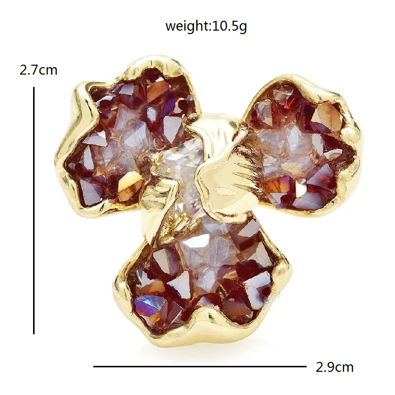 Wuli&baby Handmade Crystal Pansy Flower Brooches For Women 3-color Sparking Flowers Plants Party Office Brooch Pin Gifts