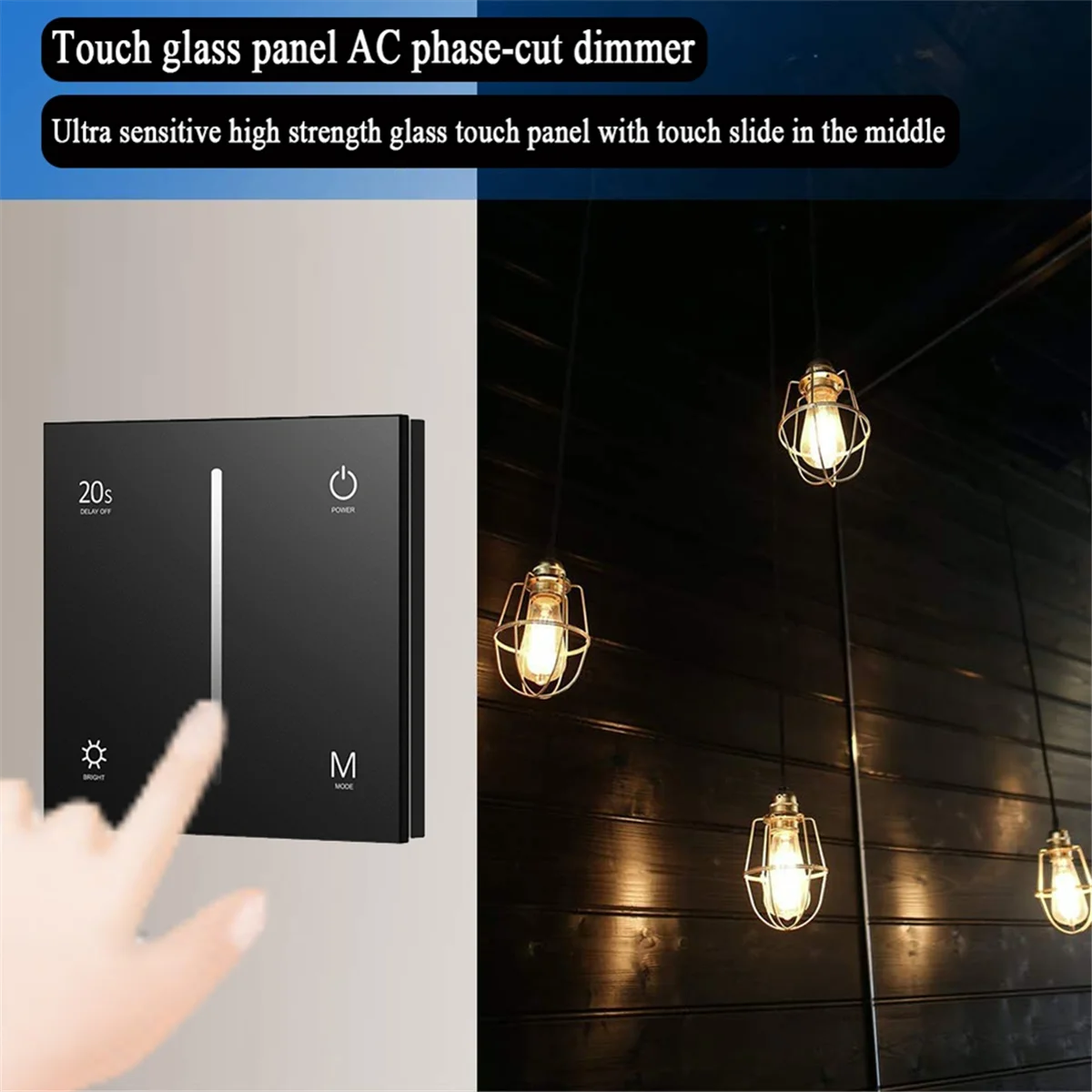 AC Triac Dimmer Ultra Sensitive High Strength Glass Touch 86Panel Fade Mode for AC110V 230V Dimmable LED Lamps Dimming,B