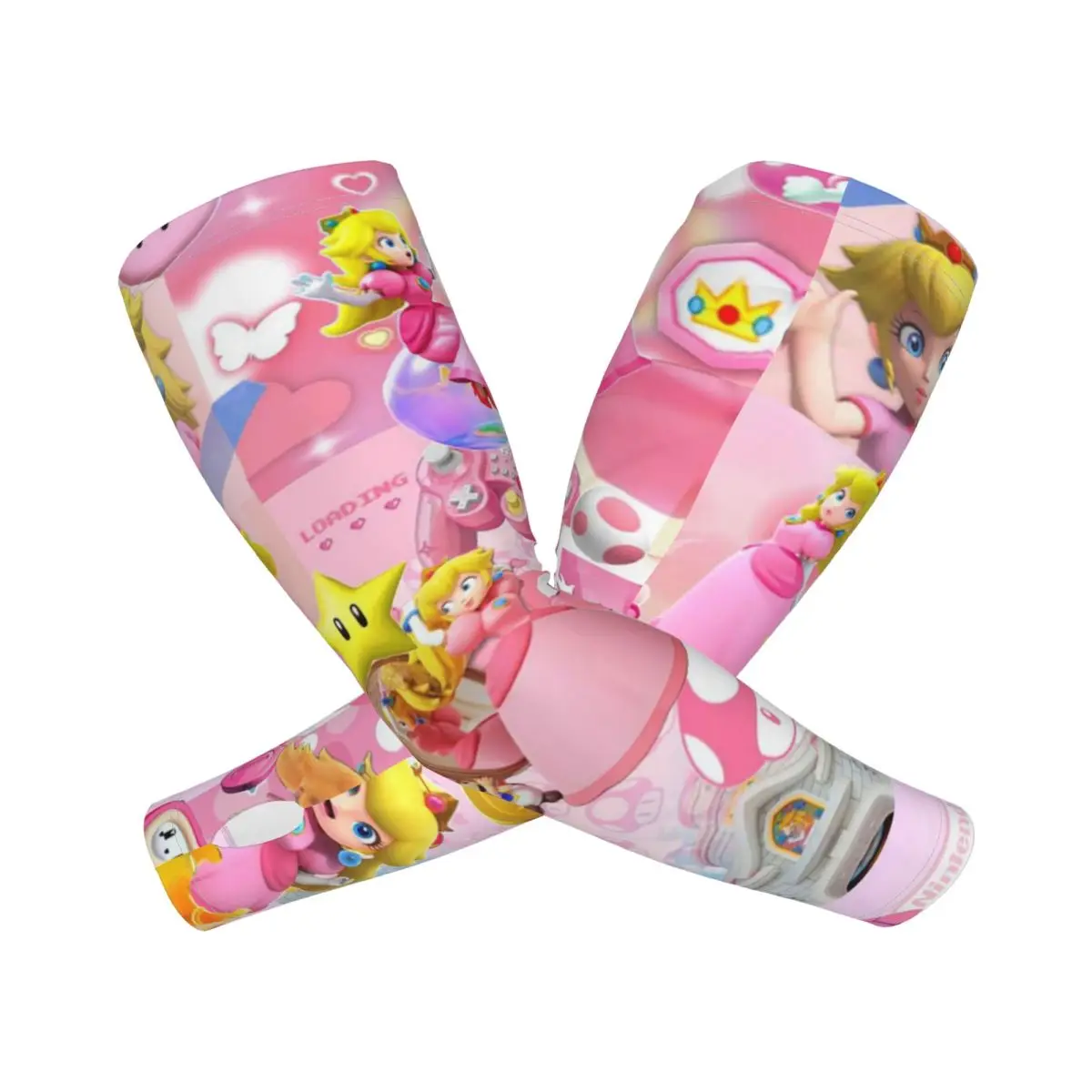 طباعة الأميرة الخوخية للفتيات (15) أكمام أذرع تبريد خارجية من الشمس فوق البنفسجية غطاء حماية صيفي من الحرير الجليدي لركوب الدراجات وأكمام وشم