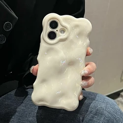 Ins Fashion White 3D Wave Texture Phone Case For iPhone 17 Air 16 15 13 14 12 11 Pro Max 16 Plus Soft Silicone Back Cover Cases