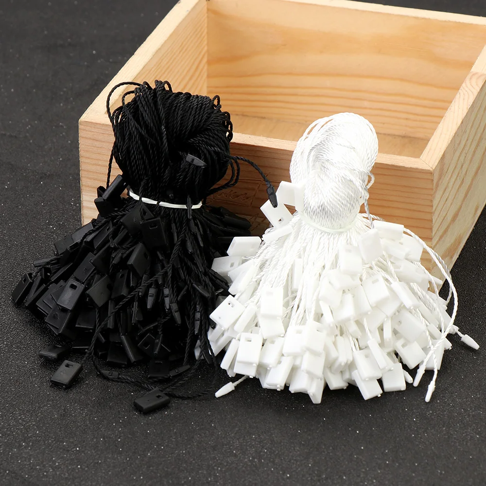 500/1000PCS Useful Retail Snap Lock Fittings Price Tags Hang Tag String Hangtags Clothing Label