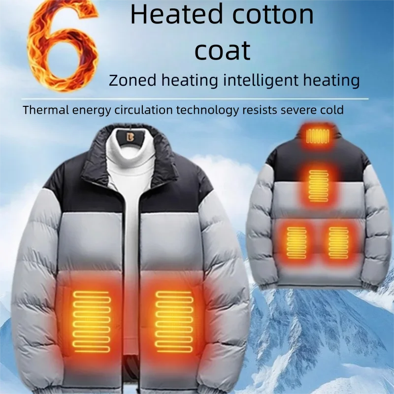 Men's Self-Heating Cotton Jacket - Winter Thickened New Style, Warm Heated Puffer Coat, Outerwear, Foreign Trade Couple Outfits