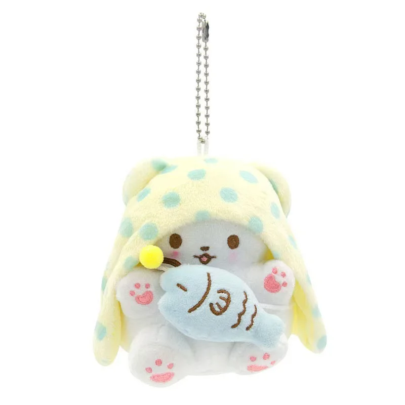 Llaveros de peluche de oso de manta Sanrio de dibujos animados de 9-14cm, oso Kawaii, juguete de peluche, bolso colgante, mochila, decoración del hogar del coche, llaveros de felpa