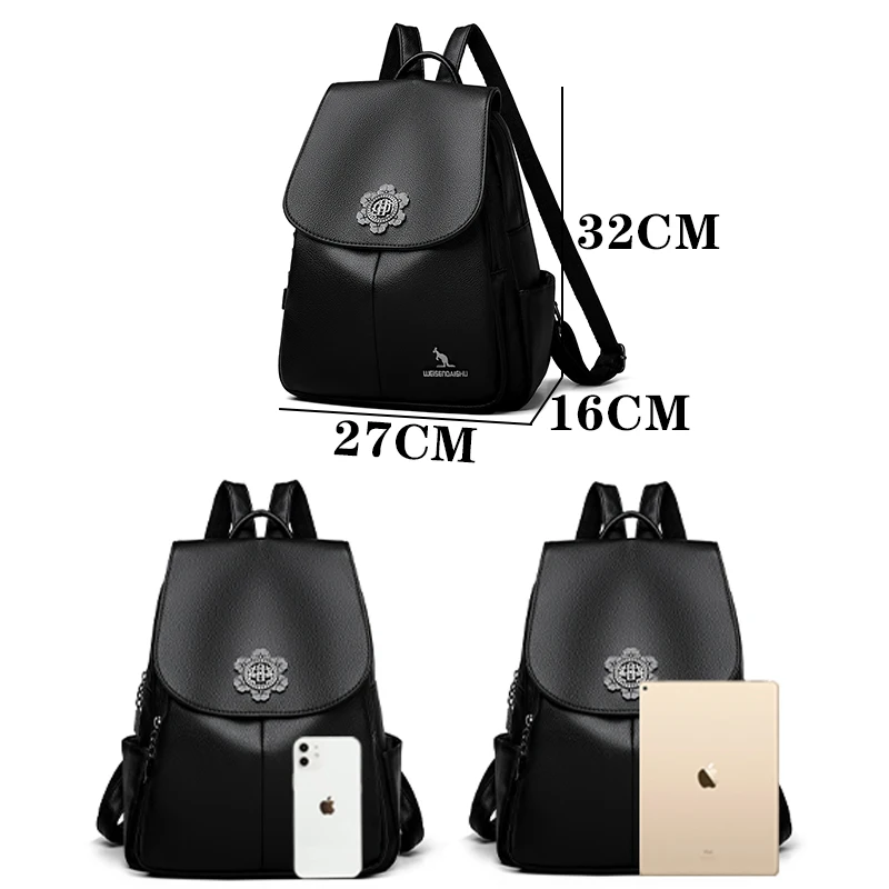 New Luxury Women Leather Backpacks For Girls Casual Daypack Vintage Backpack School Bags For Girl\'s Mochila Rucksack Bagpack Sac