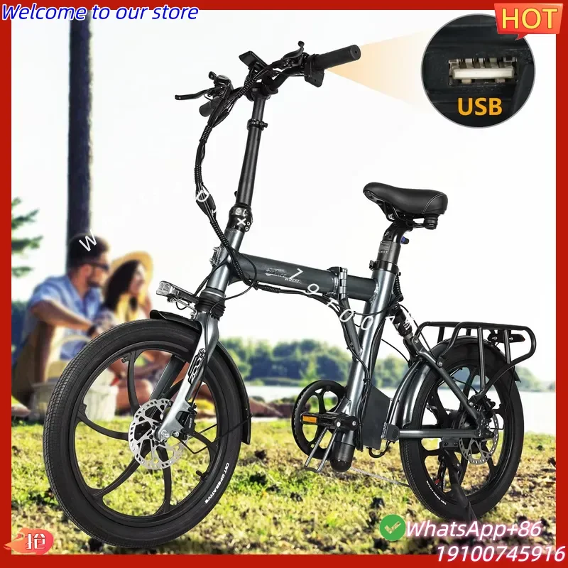 CE Compact Mini 20 Inch Electric Folding Bike Aluminum Alloy 7-Speed Lithium Battery Rear Hub Motor Tire Disc Brake