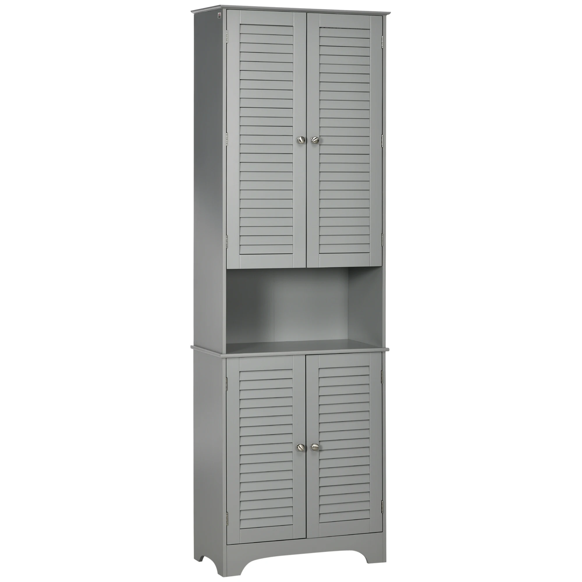 Homcom Tall Narrow Bathroom Storage Cabinet with Doors and Shelf Adjustability, Freestanding Bathroom Linen Cabinet, Gray