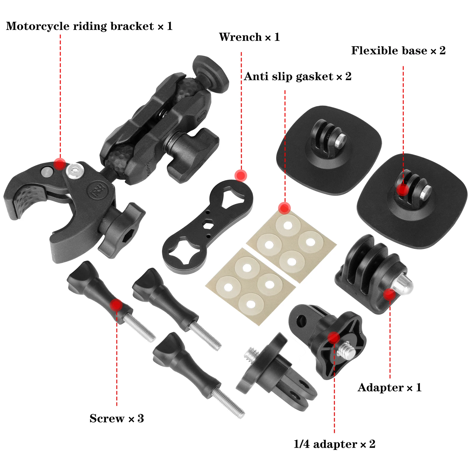 Motorcycle Helmet Flexible Adhesive Base Mount Handlebar Mount Clamp for GoPro Insta360 DJI Camera