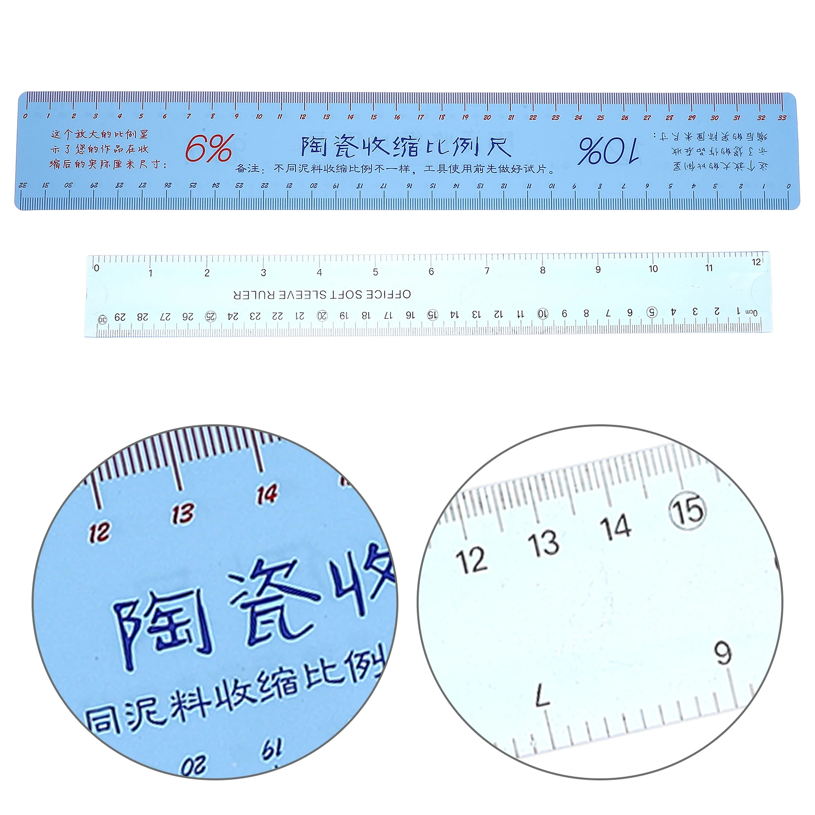 

2Pcs Ceramic Shrinkage Scale Ruler Flexible Plastic Folding Ruler for Pottery Measuring Clay Models School Office