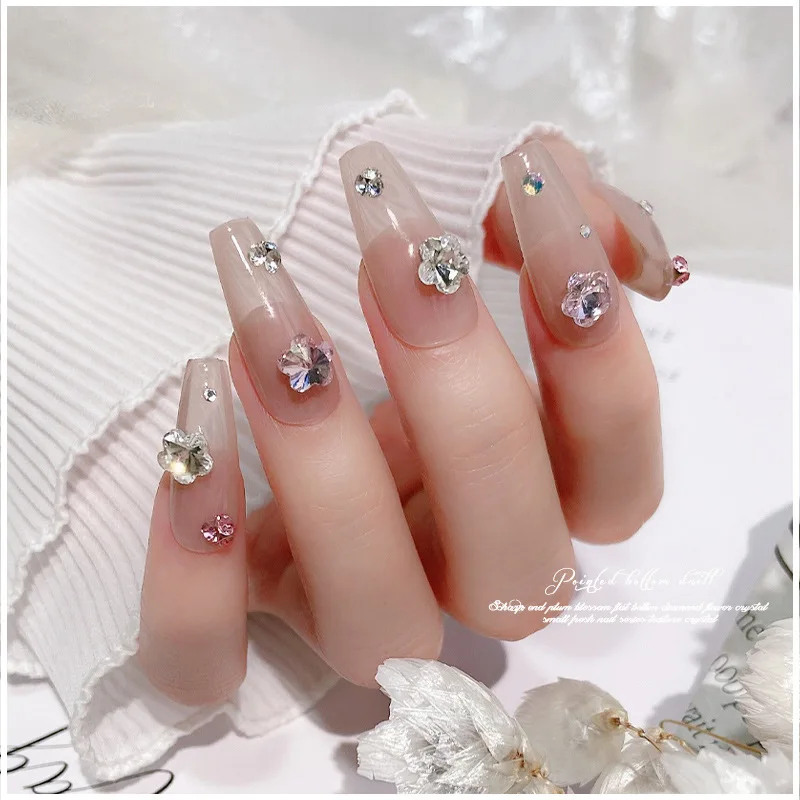 20/50 sztuk 6mm kwiaty Nail Art kryształy górskie ze szklanym kryształ błyszczące 3D Strass klejnot kamień Manicure zdobienie paznokci dekoracje piękna biżuteria