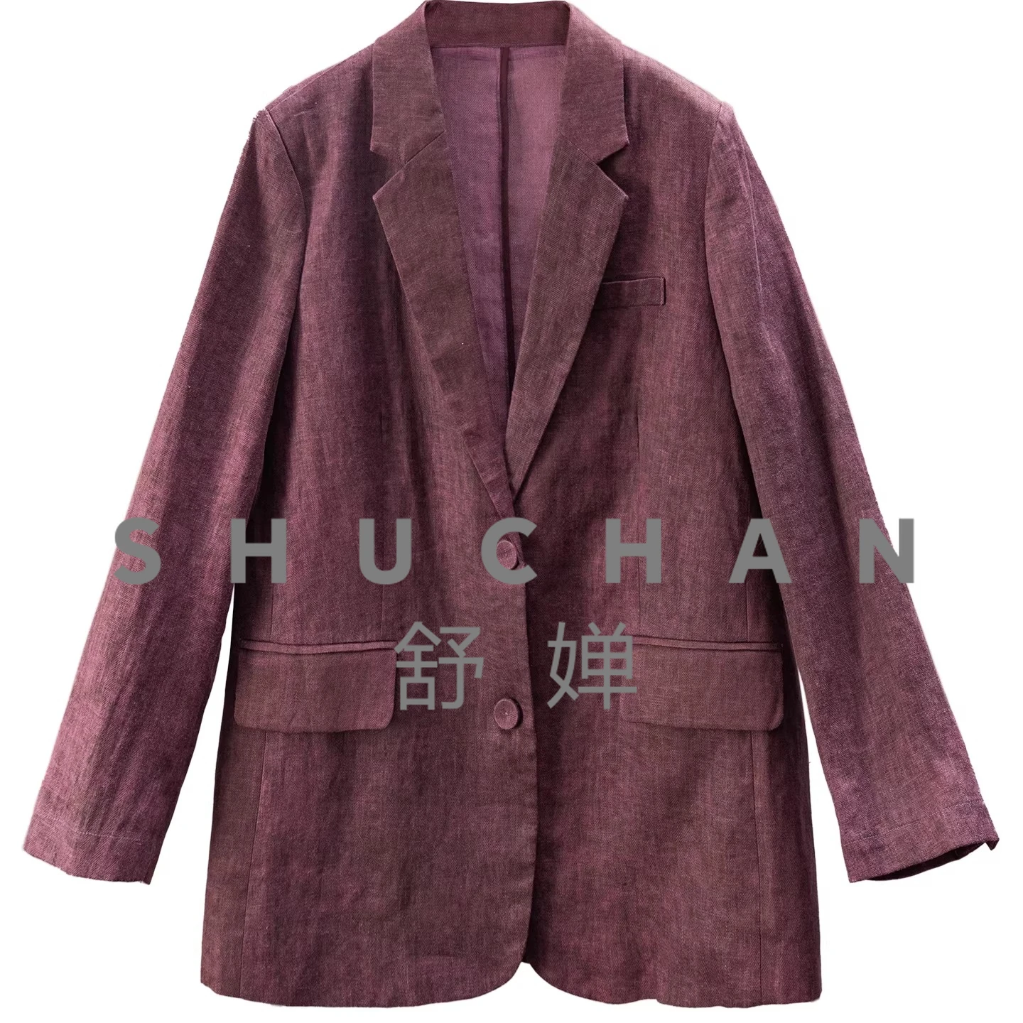 

Женский блейзер Old Money Zhonggu Red 100 из окрашенного в пряже льняного полотна с подплечниками, модель 15L7