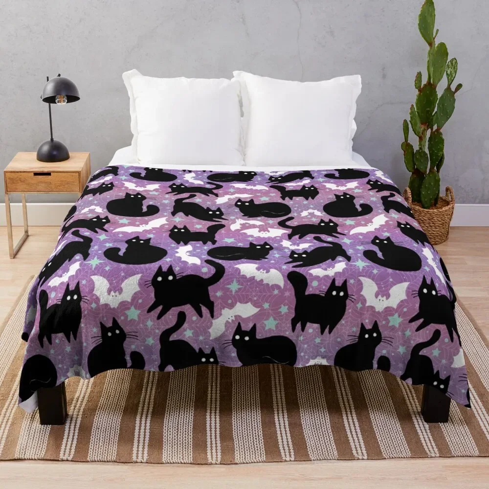 

Pastel Halloween with Black Cats Throw Blanket Thermals For Travel Summer Beddings Blankets