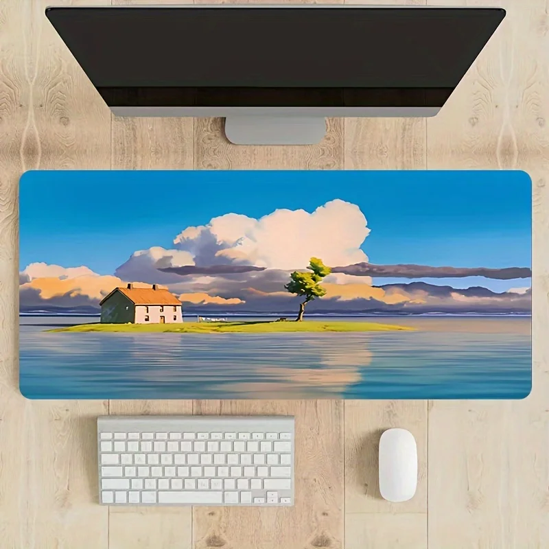 Anime Island Sunset Desk Mat Large Gaming Mouse Pad Non-slip Rubber Extended Keyboard Mat