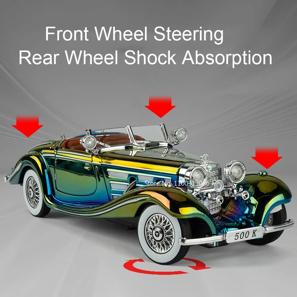 1:24 500K 300SL coches de juguete modelos con luz extraíble sonido puertas de vehículos abiertos coche Vintage en miniatura niños regalos del Día de los niños