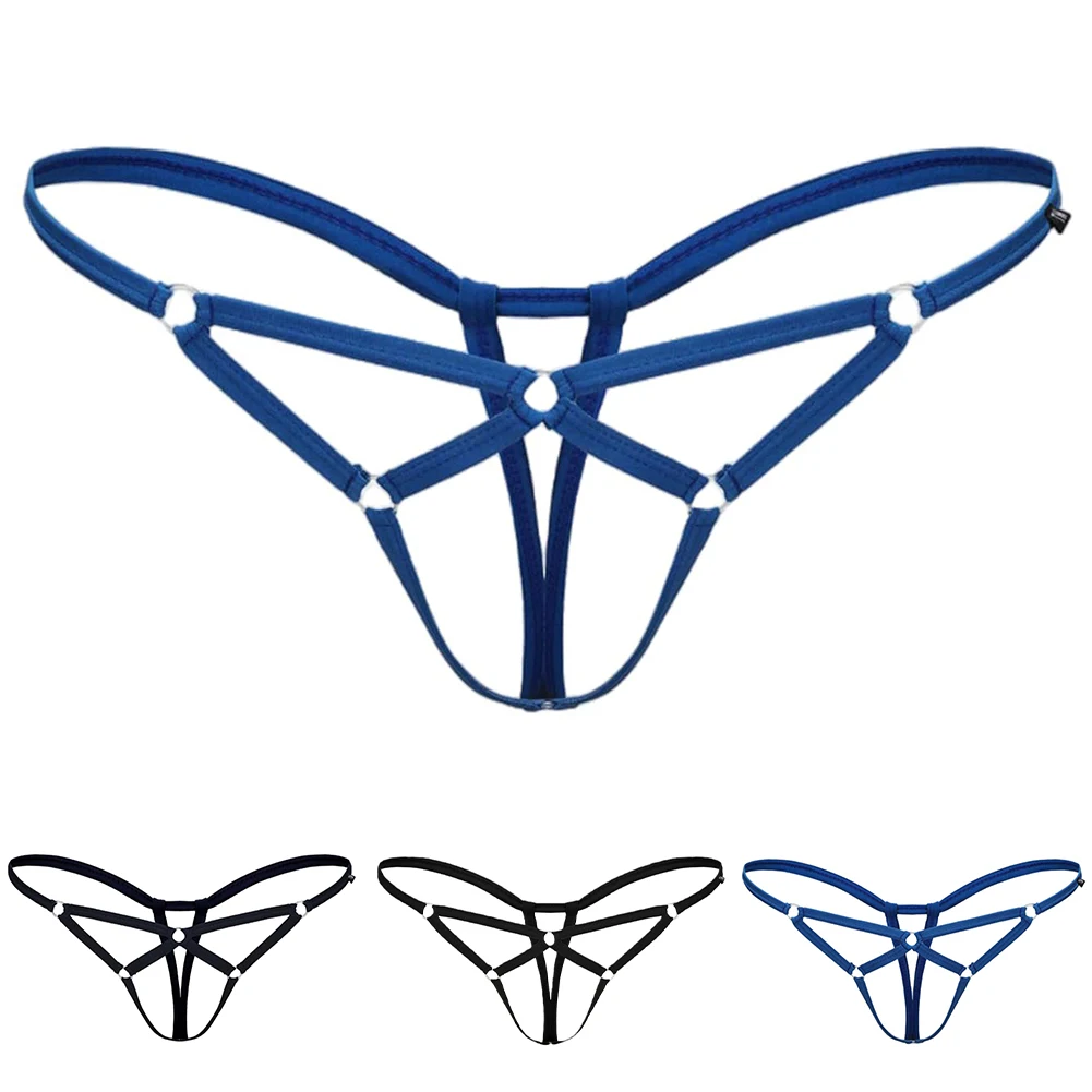 Men Sexy Hollow Out Thongs Thin Rope Lingerie Erotic Underwear Novel G-strings Open Crotch Toy Panties Underwear