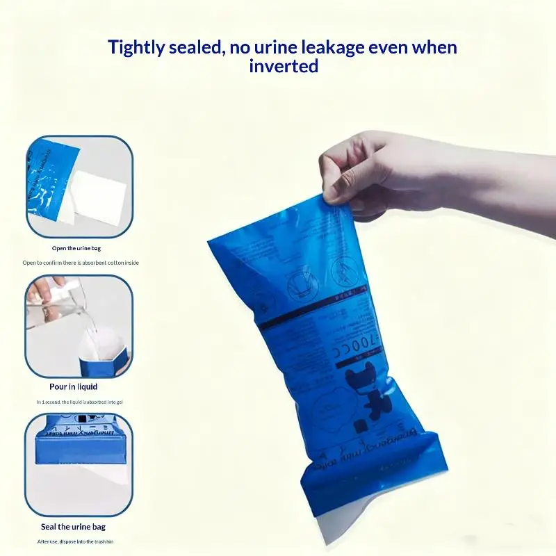 5Pcs Leakproof Disposable Pee Bags Travel Instant Absorbent Pee Bag For Traffic Jam Emergency Camping Unisex