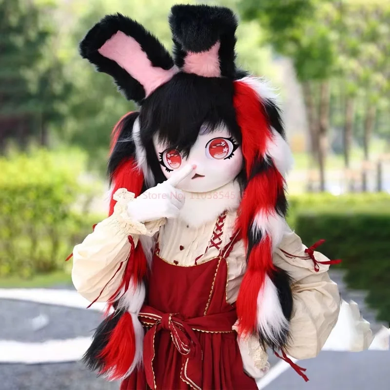 New Kig Series Finished Animal Head Rabbit Wearable Lolita Animal Head Cosplay Show Costume Props Plush Head Set Doll Costume