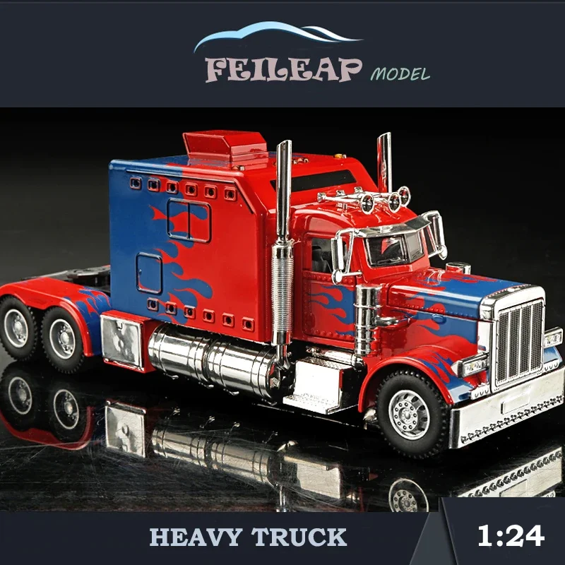 Diecast Heavy Truck Model 1:24 Peterbilt 389 tractors Alloy Toys Vehicles Sound And Light Metal Casting Collective Kids Boy Gift