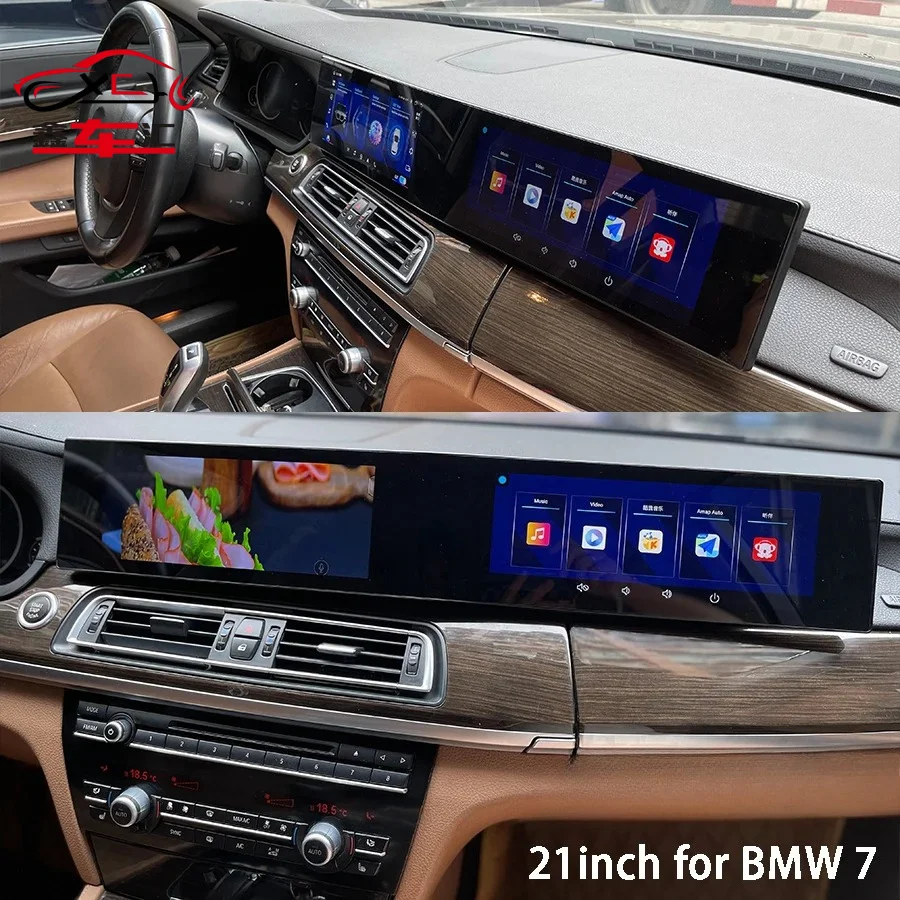 Radio para coche de 21 pulgadas para BMW Serie 7 CCC CIC NBT 09-2015, pantalla curva, Android, GPS, navegación, reproductor multimedia de video, unidad CarPlay