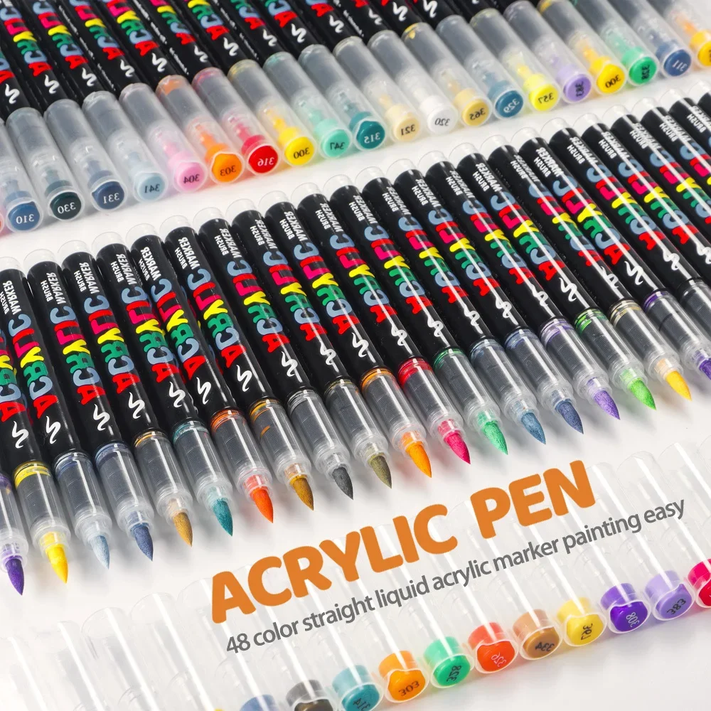 12-168 farben Acryl Farbe Stift Marker Pinsel Spitze Farbe Marker Für Rock Malerei Holz Leinwand Stein Weihnachten Geschenk DIY Handwerk – Detail 2