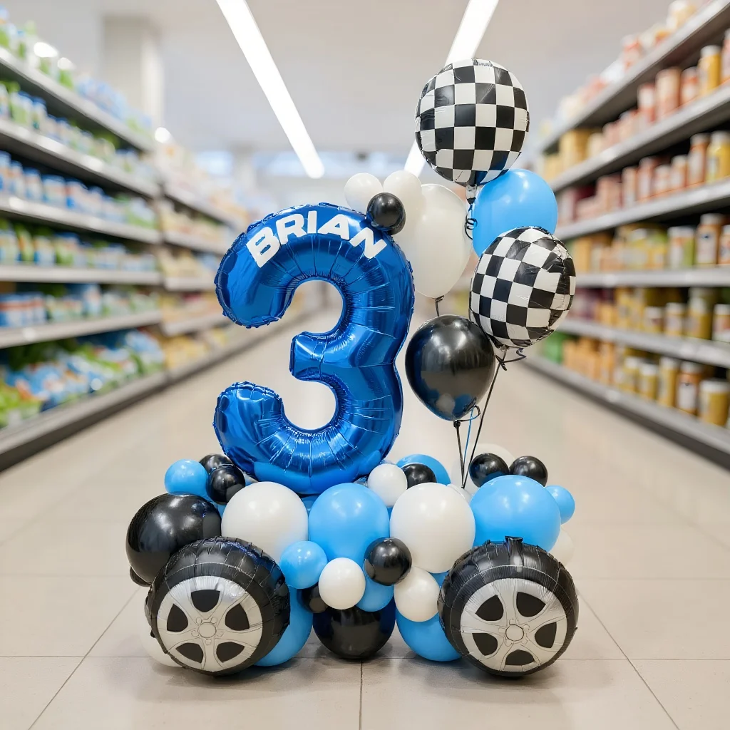 50 stücke Automotive Thema Ballon Dunkelblau Anzahl Geburtstag Ballon Set Festliche Party Dekoration kinder Taufkleber Liefert