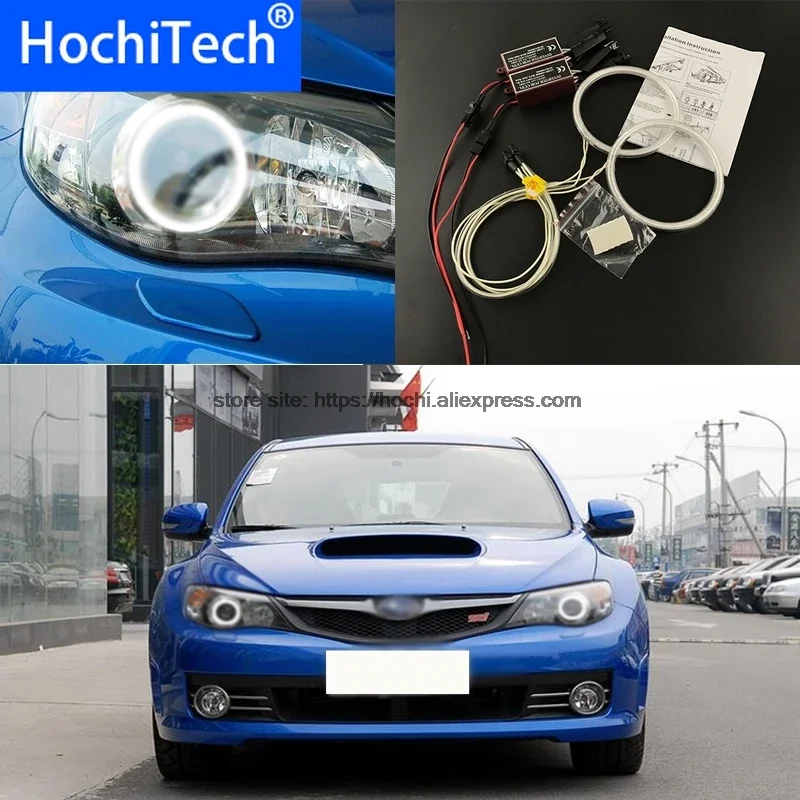 For Subaru Impreza WRX STI 2007 2008 09 10 2011 HochiTech WHITE 6000K CCFL Headlight  Angel Demon Eyes Kit Angel Eyes Light