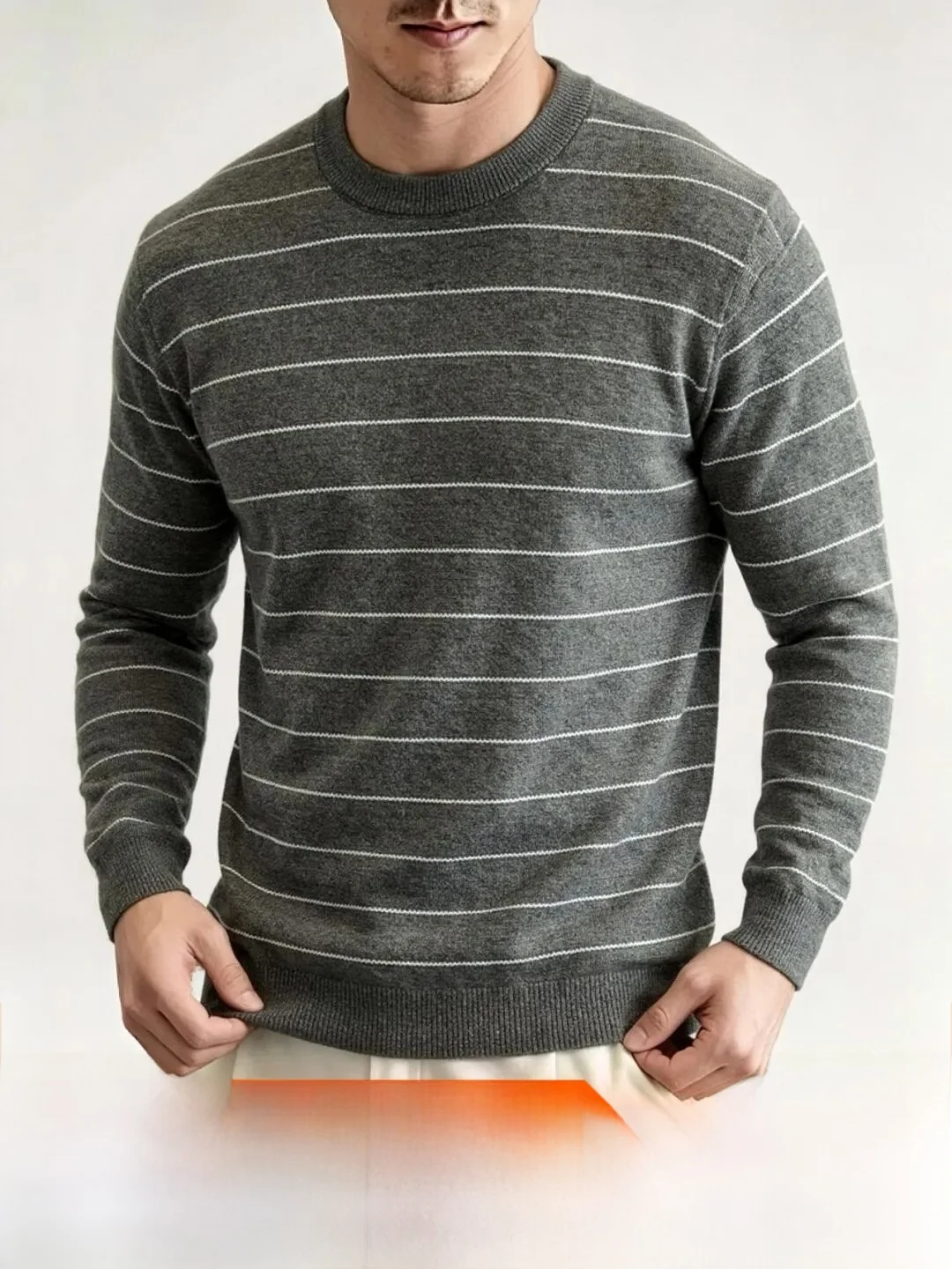 Retro Striped Knitted Sweater Cotton Sensation Men Women Autumn Winter Long Sleeve round Neck Pullover Breathable Comfortable