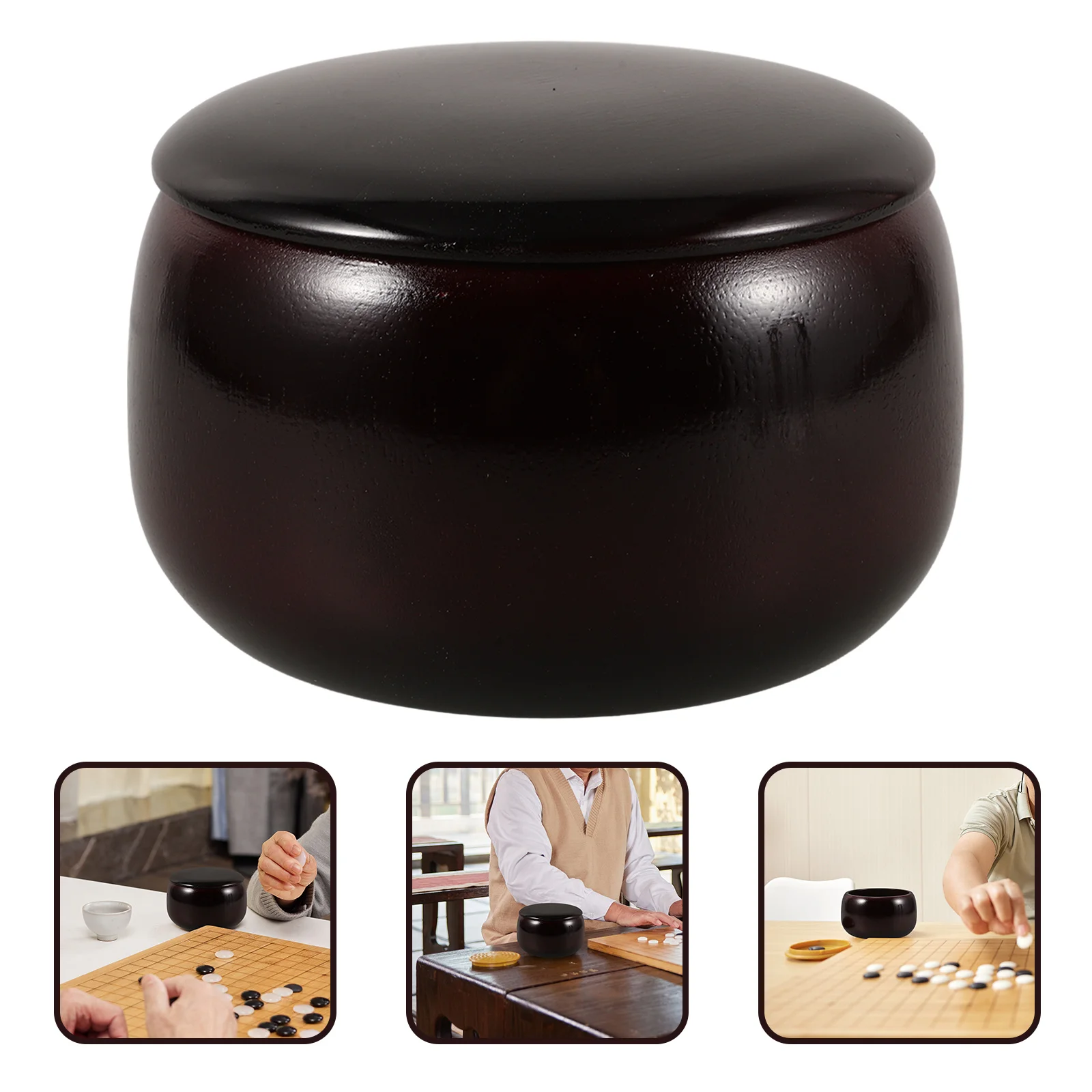 

Go Chess Storage Jar Bamboo Chess Piece Holder For Go Stones Spacious Round Container For Weiqi Baduk Gobang Wooden Bowl