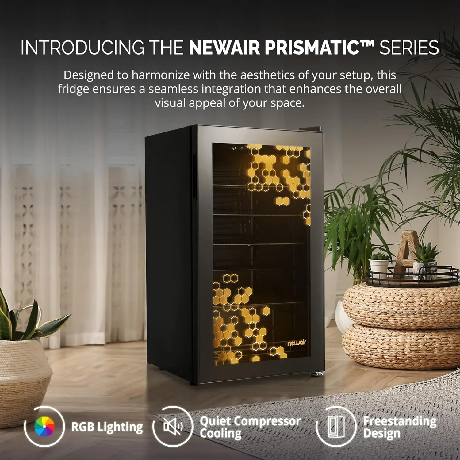 Can Beverage Fridge with LED Color Changing Door | Prismatic Series Beverage Refrigerator with RGB HexaColor LED Ligh