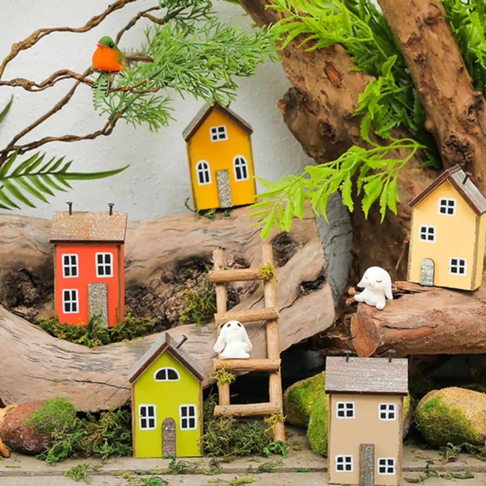 Wooden House Ornament Creative DIY Small Wooden House Decor Handmade for Kids,