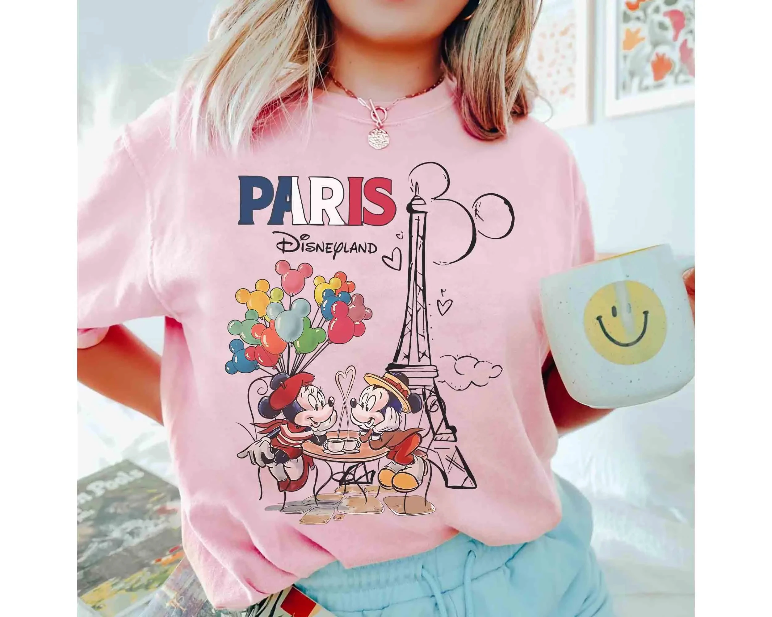 Camiseta vintage de Mickey, Minnie, París, Disneyland, camiseta de la Torre Eiffel, camiseta Disney Girls' Journey, camiseta de Disneyland Resort