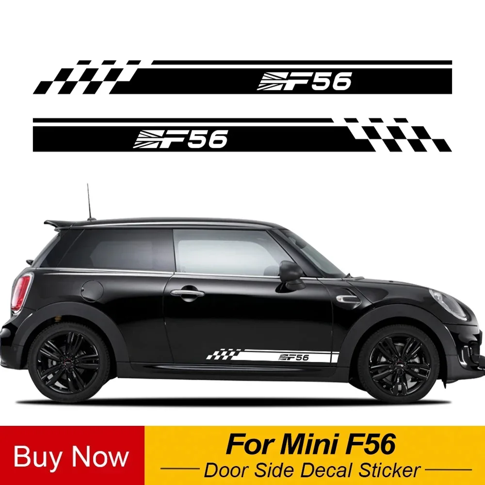 2PCS Car Door Side Sticker Decal Decoration Waterproof Vinyl For Mini Cooper S JCW F56 Hatchback Auto Styling Tuning Accessories