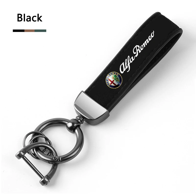 1PC Luxury Leather Car Badges Keychains For Alfa Romeo Sportiva Giulia Giulietta 159 156 Stelvio Key Chain Rings Auto Accessory