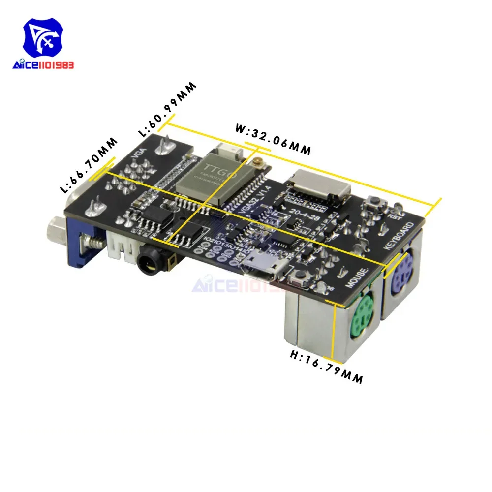 diymore VGA32-V1.4 Controller PS/2 Mouse Keyboard Controller Graphics Library Game Rngine /VT Terminal WiFi Bluetooth Module