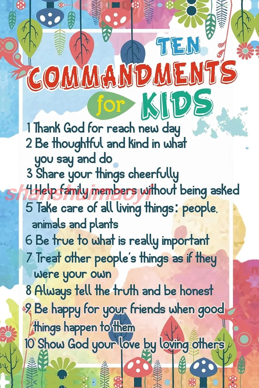 shan Aluminum Sign Metal Poster Plaque Ten Commandments for Kids Posters Metal Sign Iron Painting Retro Wall Decor Nostal 1pc