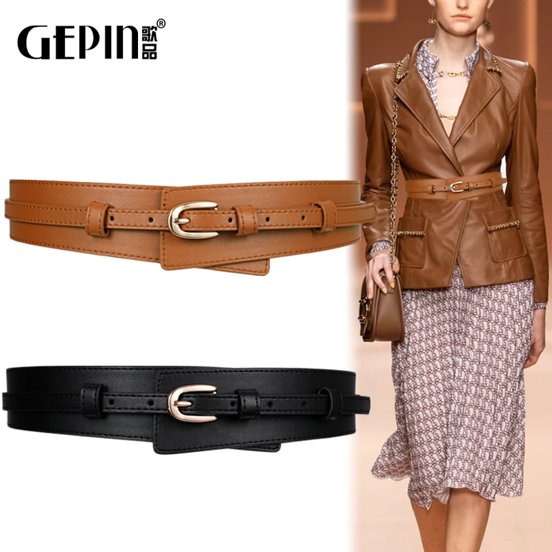 X6117 Lady Genuine Leather Waistband Women Wear Overcoat Belt Decorative Sweater Girdle Skirt Suit Versatile Leather Wide Belt