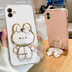 A 05 Makeup Mirror Cute Rabbit Phone Holder Case On For Samsung Galaxy A05 A05S SamsungGalaxyA05 Girl Woman Used Back Cover