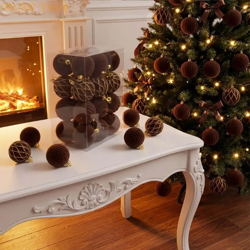 24Pcs Sparkling Christmas Ball Decorations Decorative Baubles Ornament For Tree D0LD