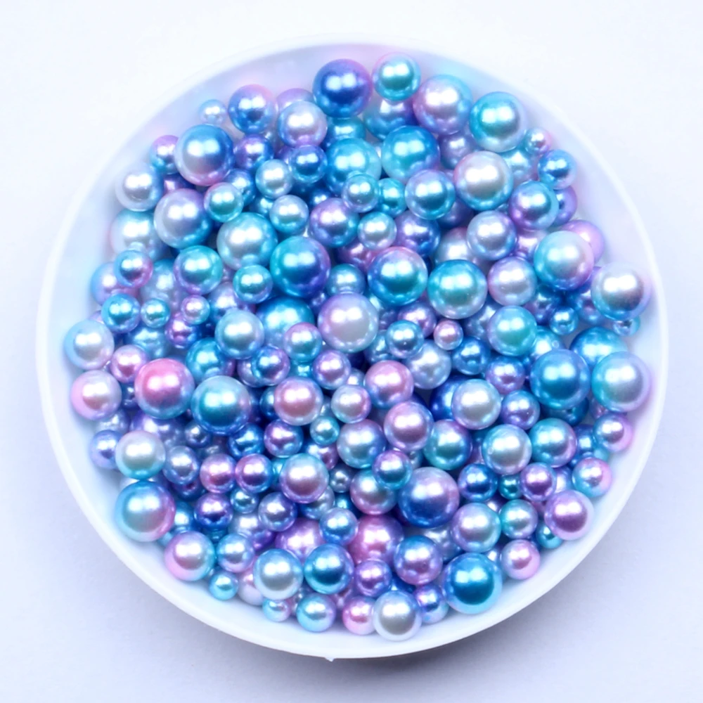 Big Pack 5mm 5000pcs No Hole Round Pearls RainBow Resin Imitation Wedding Card Embellishment DIY Phone Nail Art Decorations